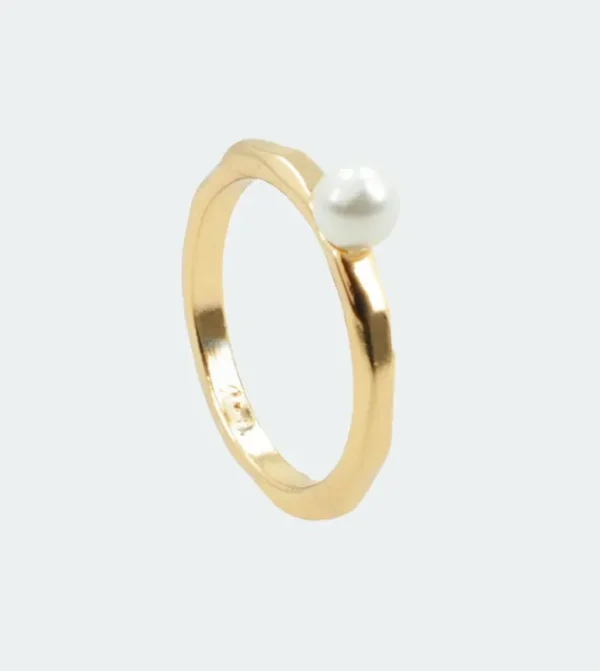 Anekke Anillo Dorado Con Perla Fehu | Joyería