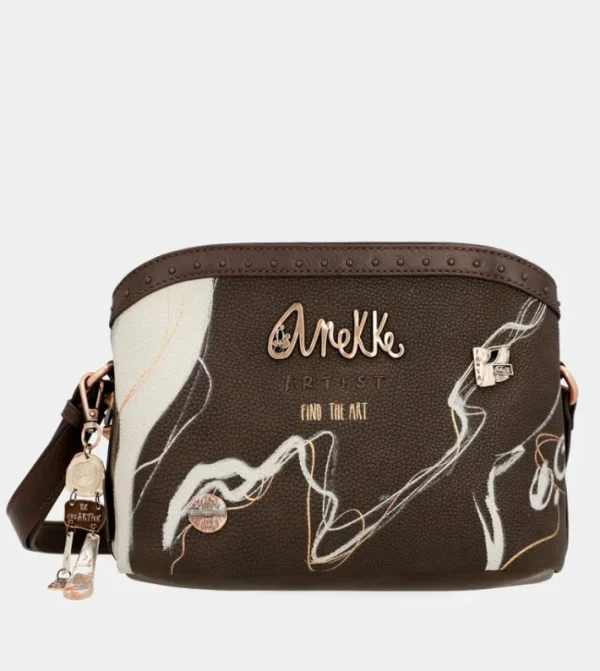 Anekke Bandolera 3 Compartimentos Marron Nature Shodo | Bolsos De Fiesta