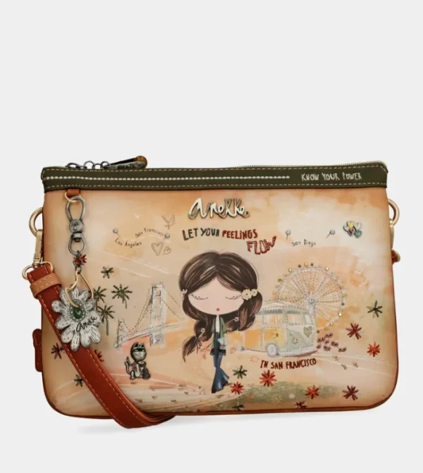 Anekke Bandolera Estampada Peace & Love Camel | Bandoleras