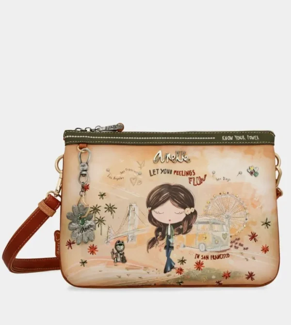 Anekke Bandolera Estampada Peace & Love Camel | Bandoleras