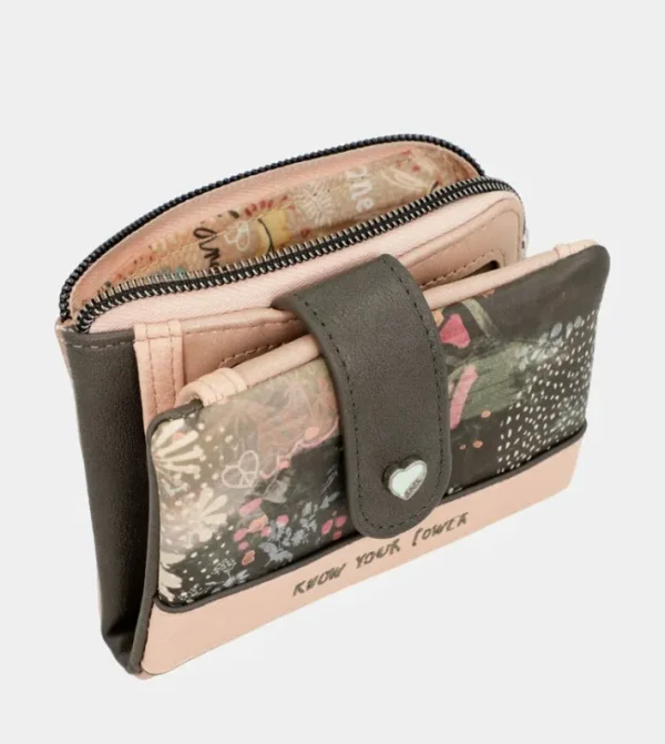 Anekke Billetero Rfid Pequeno Peace & Love Rosa | Carteras Y Monederos