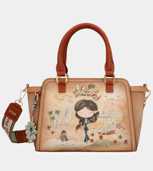 Anekke Bolso Bowling Peace & Love Camel | Tote & Shoppers