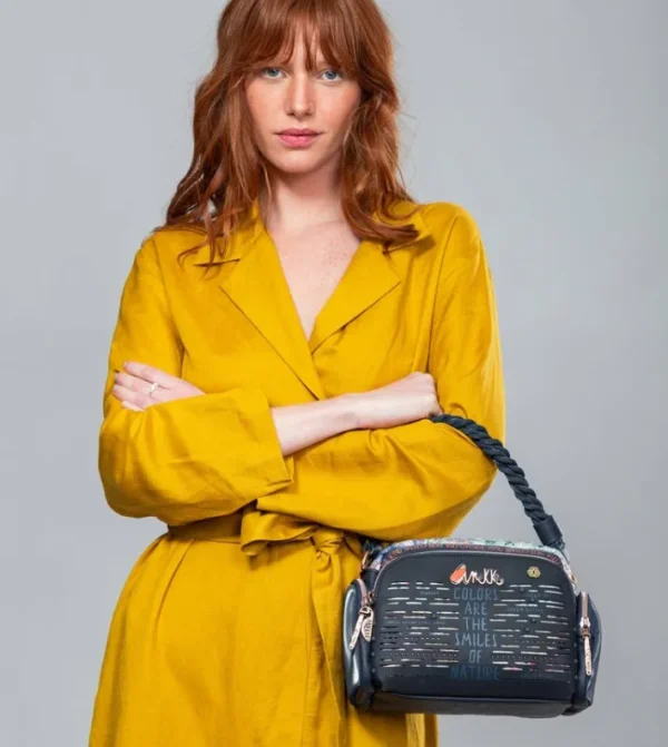 Anekke Bolso De Hombro Azul Marino Pachamama | Bolsos De Fiesta
