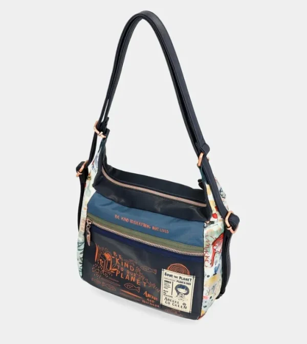 Anekke Bolso De Hombro Convertible En Mochila Nature Pachamama | Mochilas Y Sacos