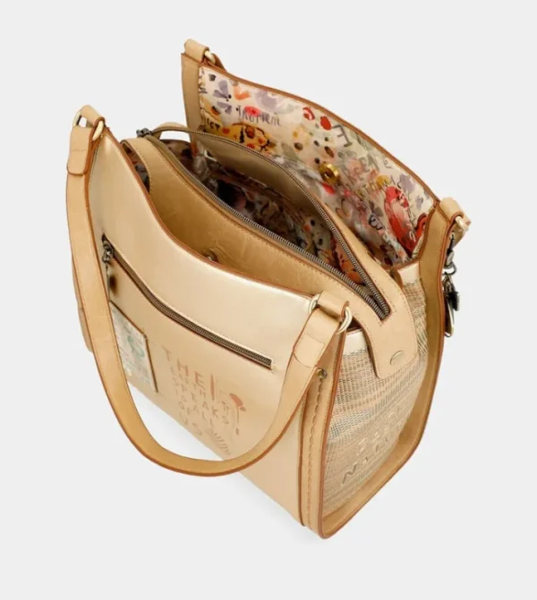 Anekke Bolso De Hombro Dorado Nature Pachamama | Tote & Shoppers