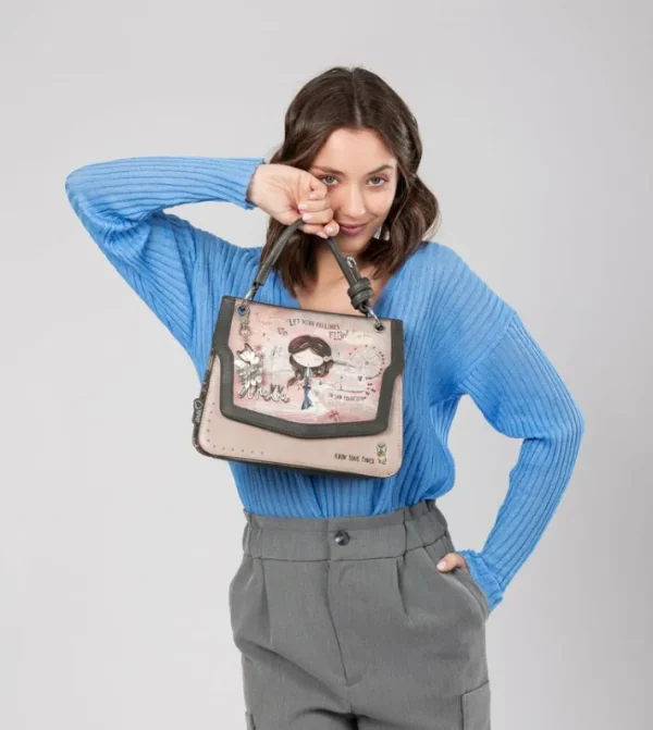 Anekke Bolso De Solapa Peace & Love Rosa | Bolsos De Hombro