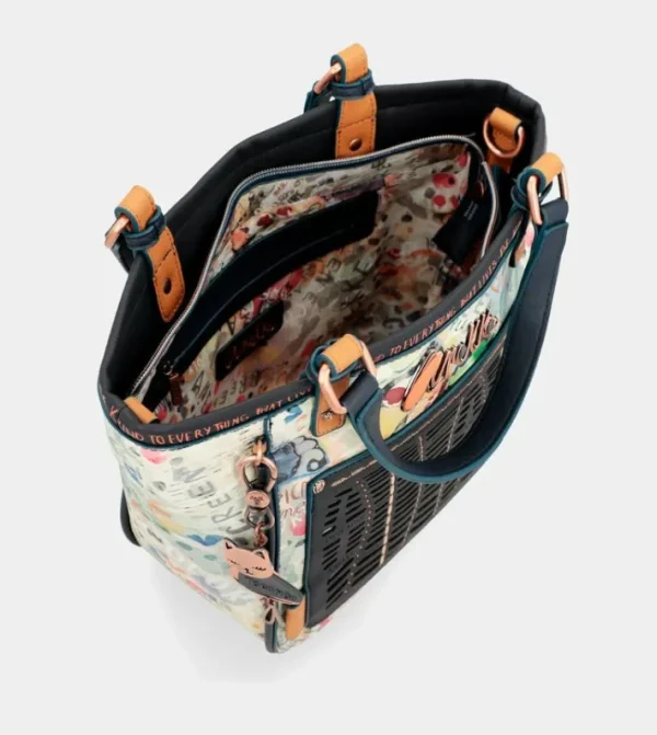 Anekke Bolso Estampado Azul Marino Nature Pachamama | Bolsos De Mano