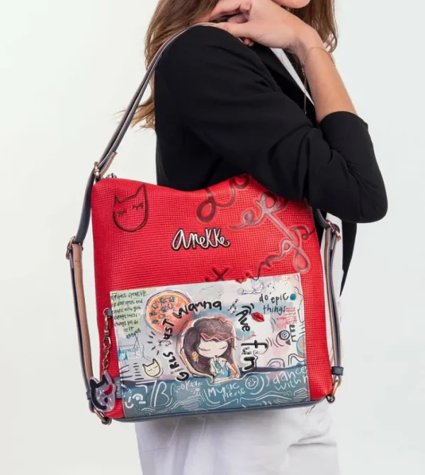 Anekke Bolso Hobo Convertible En Mochila Fun & Music | Mochilas Y Sacos