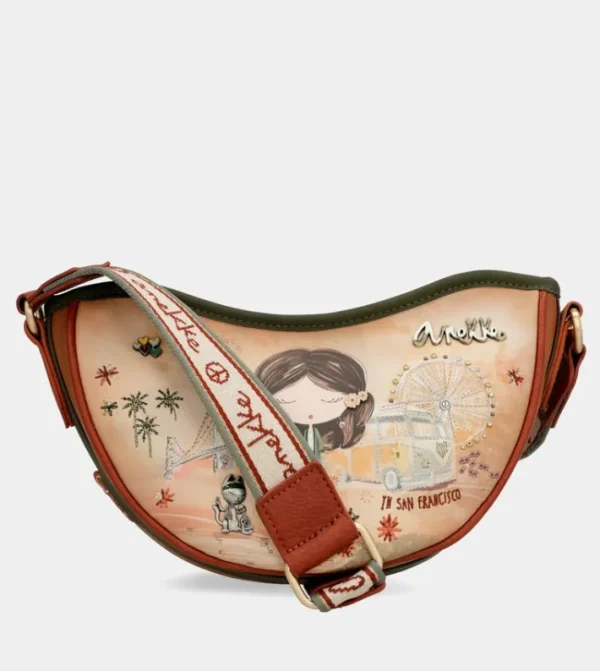 Anekke Bolso Ovalado Peace & Love Camel | Bolsos De Hombro