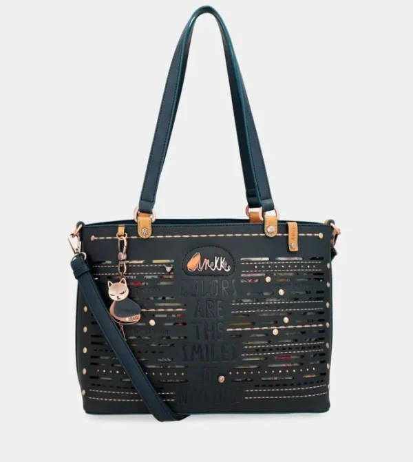 Anekke Bolso Tote Grande Azul Marino Nature Pachamama | Bolsos De Mano