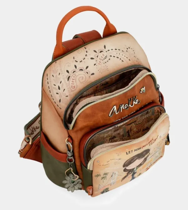 Anekke Mochila Antirrobo Camel Peace & Love | Mochilas Y Sacos