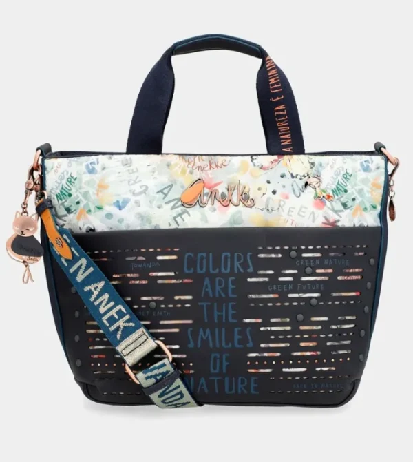 Anekke Tote Con Bandolera Azul Marino Nature Pachamama | Bolsos De Mano