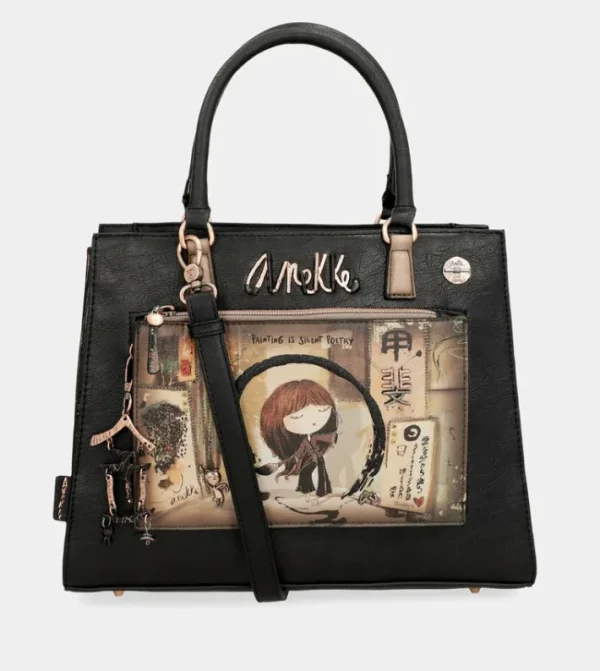 Anekke Tote Negro Con Bandolera Shoen | Bolsos De Mano