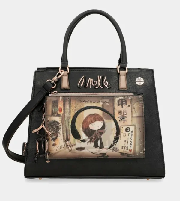 Anekke Tote Negro Con Bandolera Shoen | Bolsos De Mano